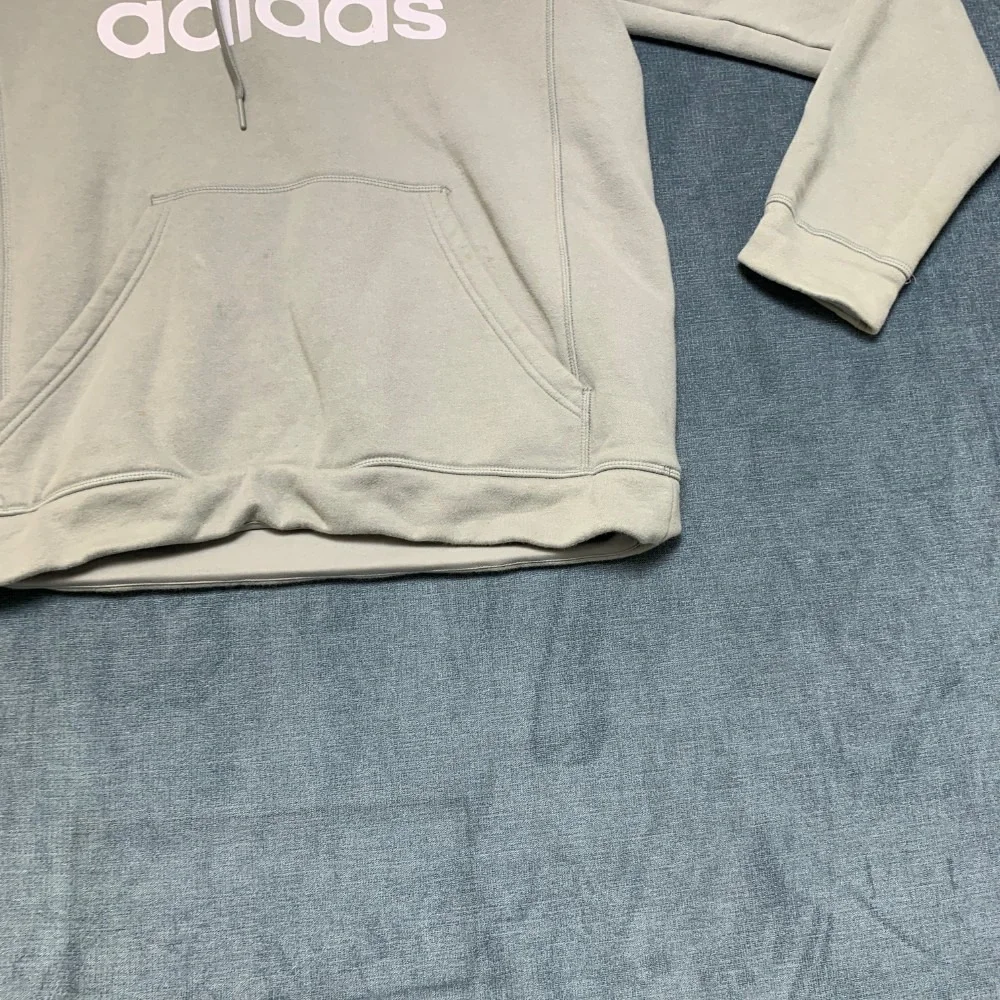 Adidas Hoodie Mens M Gray Kangaroo Pockets Drawstring Raglan Sleeve Winter Warm